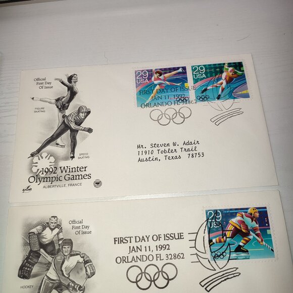 Set 3 FDC 1992 Winter Olympic Games Sports Stamps Collectibles Vintage USA Cover - Picture 5 of 5